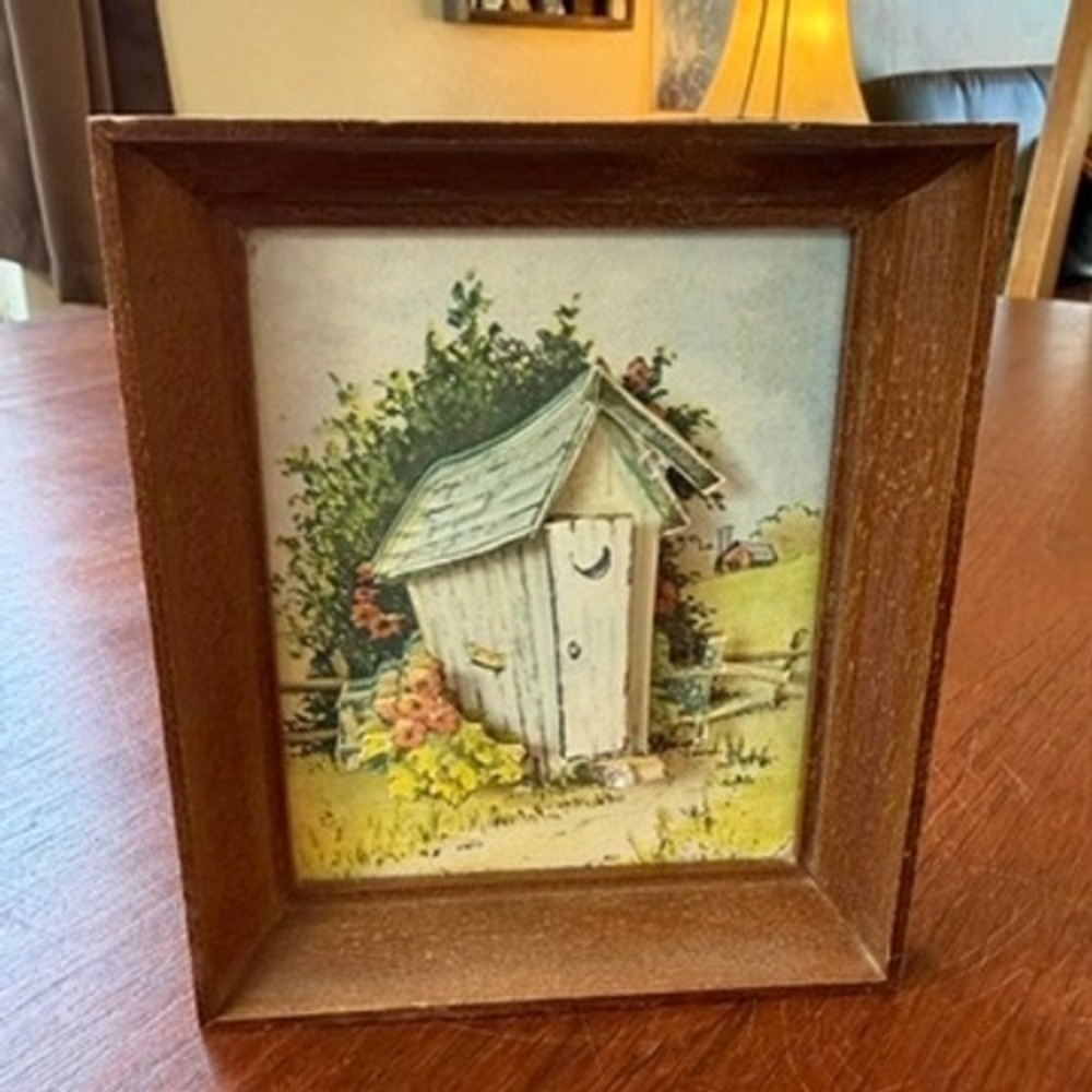 Artmark Chicago Sammy Bowen 1974 Vintage 3D Outhouse Shadow Box Art Decor